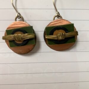 Whitney Round Copper Patina Tapestry Earrings